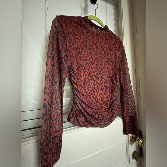 Farm Rio Mesh Leopard Print Shirt Small - Picture 5 of 7